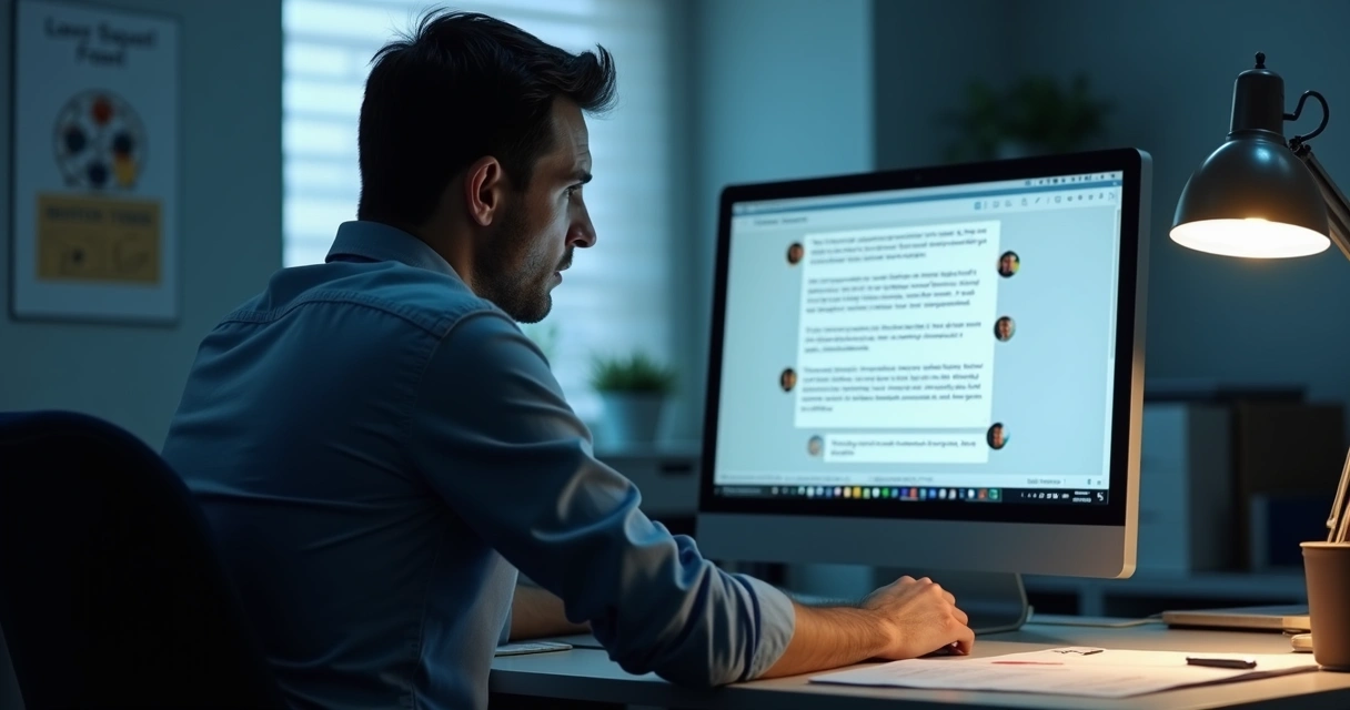 Pessoa olhando confusa para um computador com chatbot