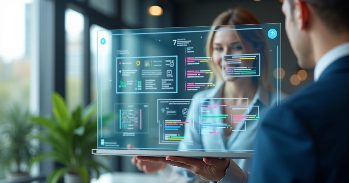 Assistente digital em tela com listas de tarefas organizadas e priorizadas 