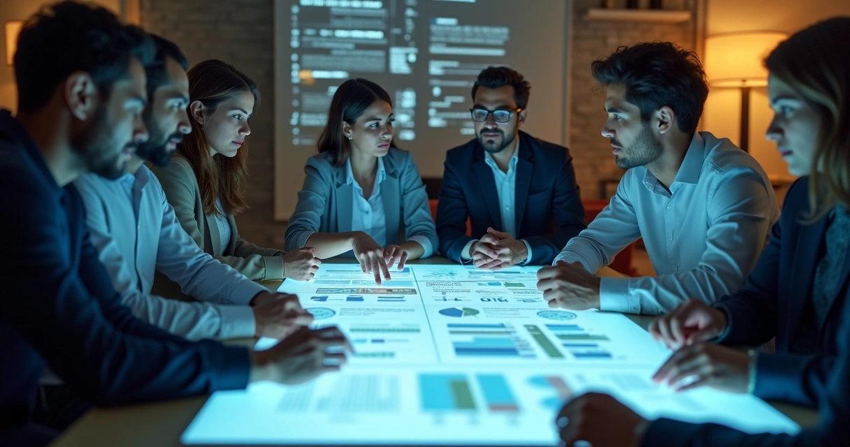 Assistente digital colaborando com equipe em contratos 