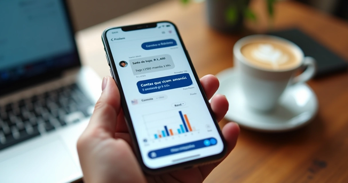 Chat de assistente financeiro no celular 