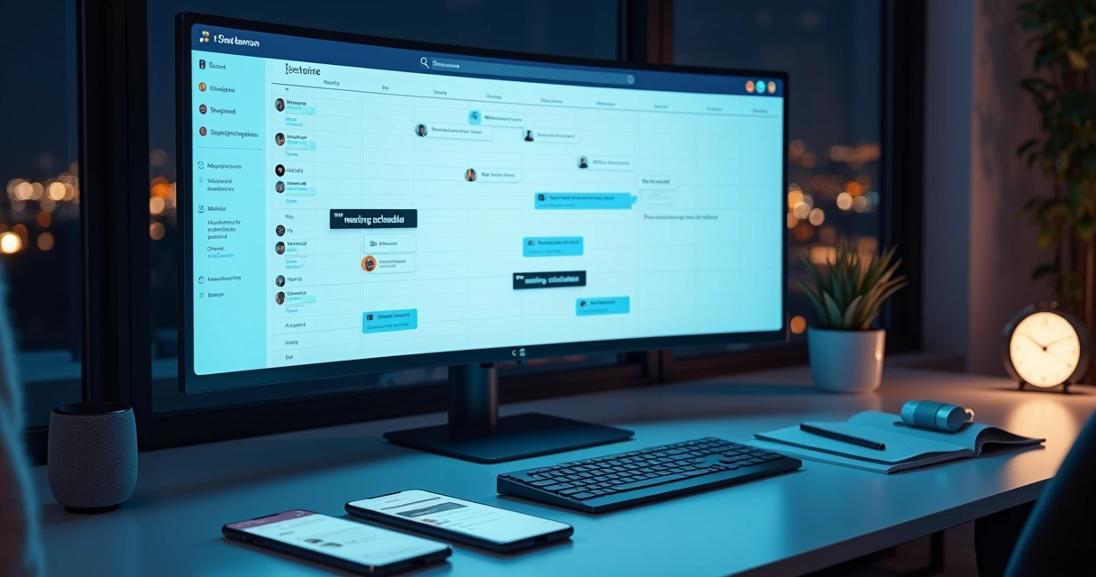 Interface de assistente virtual automatizando agenda de reuniões com clientes 