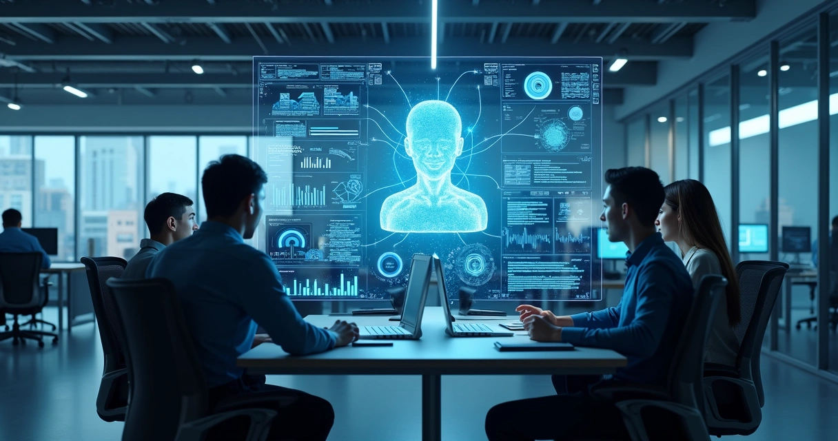 Assistente virtual IA em ambiente empresarial 