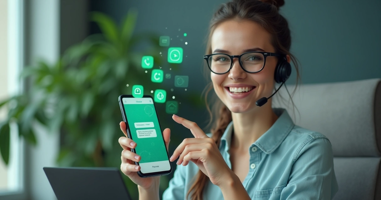 Assistente virtual usando IA no WhatsApp em smartphone 