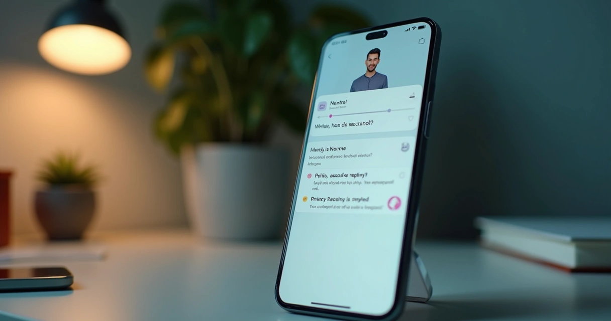 Assistente digital com identidade neutra na tela