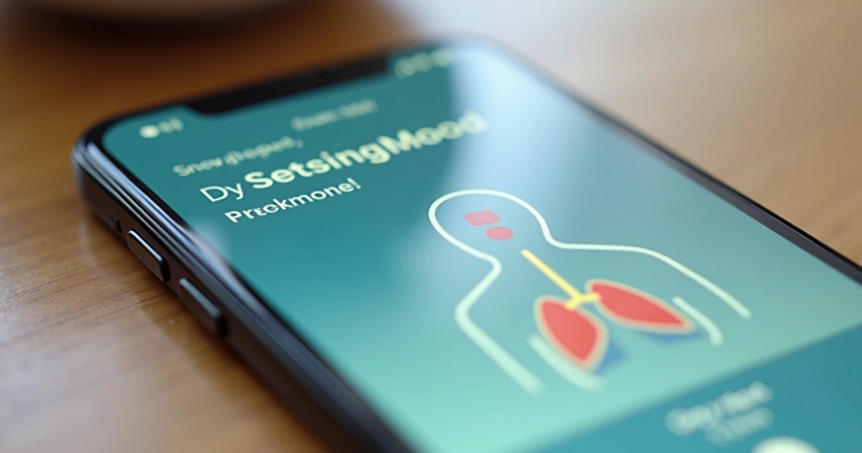 App de saúde mental sugerindo exercícios de respiração 
