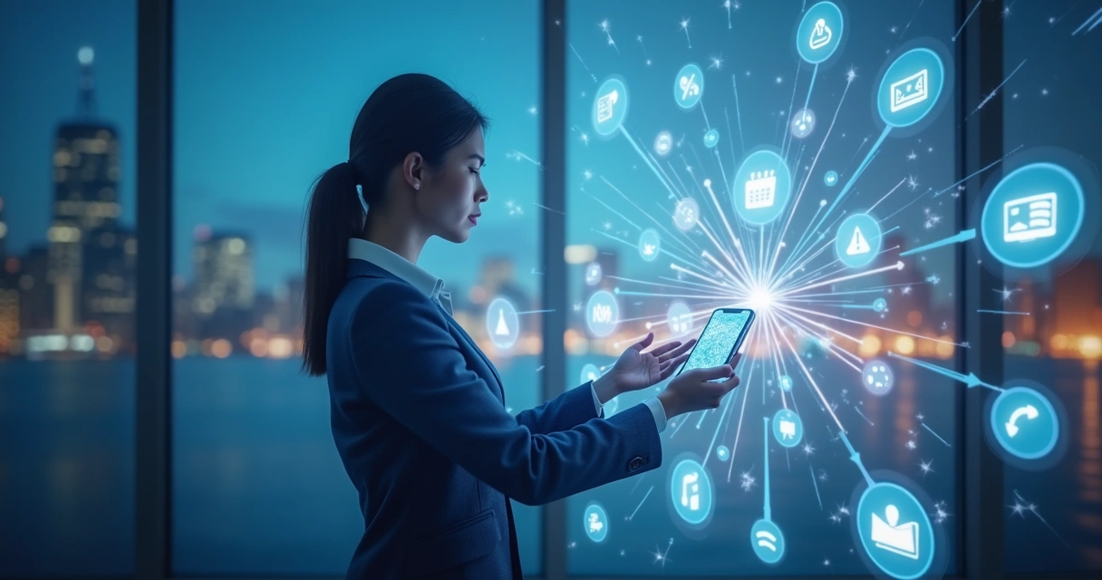 Assistente digital tomando decisão entre múltiplos fluxos de trabalho 