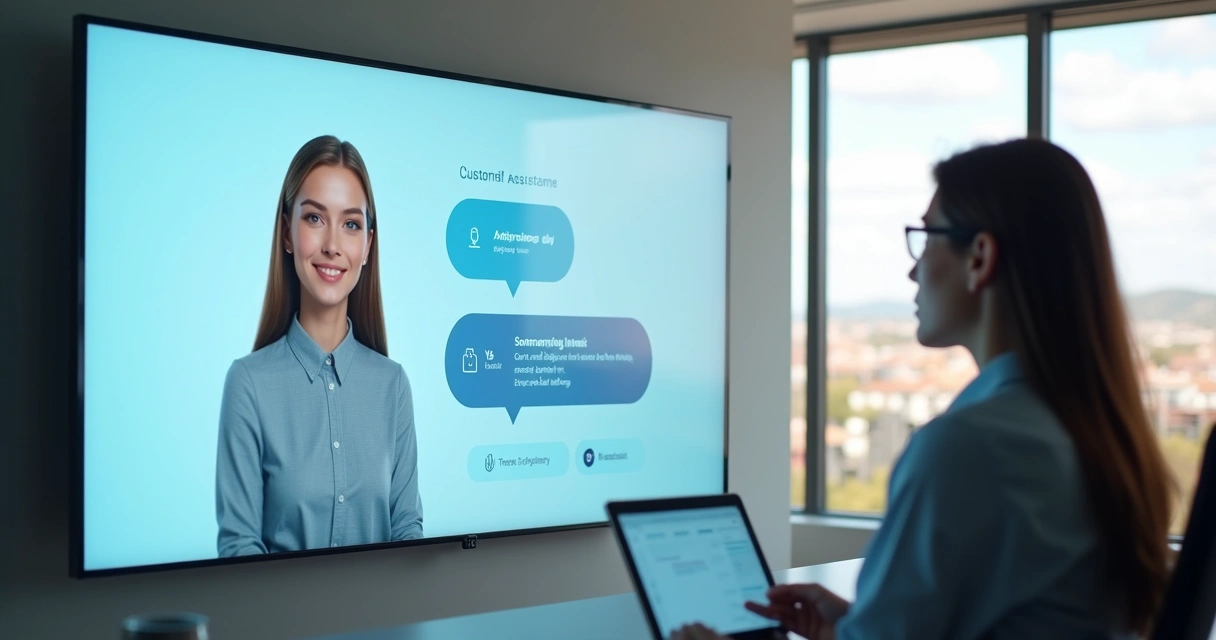 Assistente virtual conversa com cliente em interface gráfica sobre imóvel disponível 