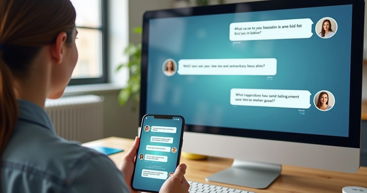 Assistente virtual atendendo clientes em vários dispositivos 