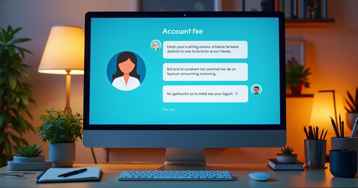 Assistente virtual inteligente atendendo cliente em tela de computador