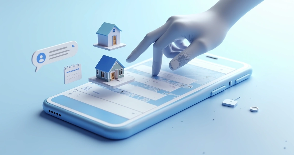 Interface de assistente virtual em aplicativo imobiliário 