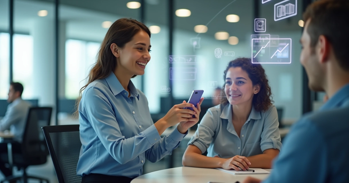 Atendente virtual interagindo com clientes em imobiliária digital 