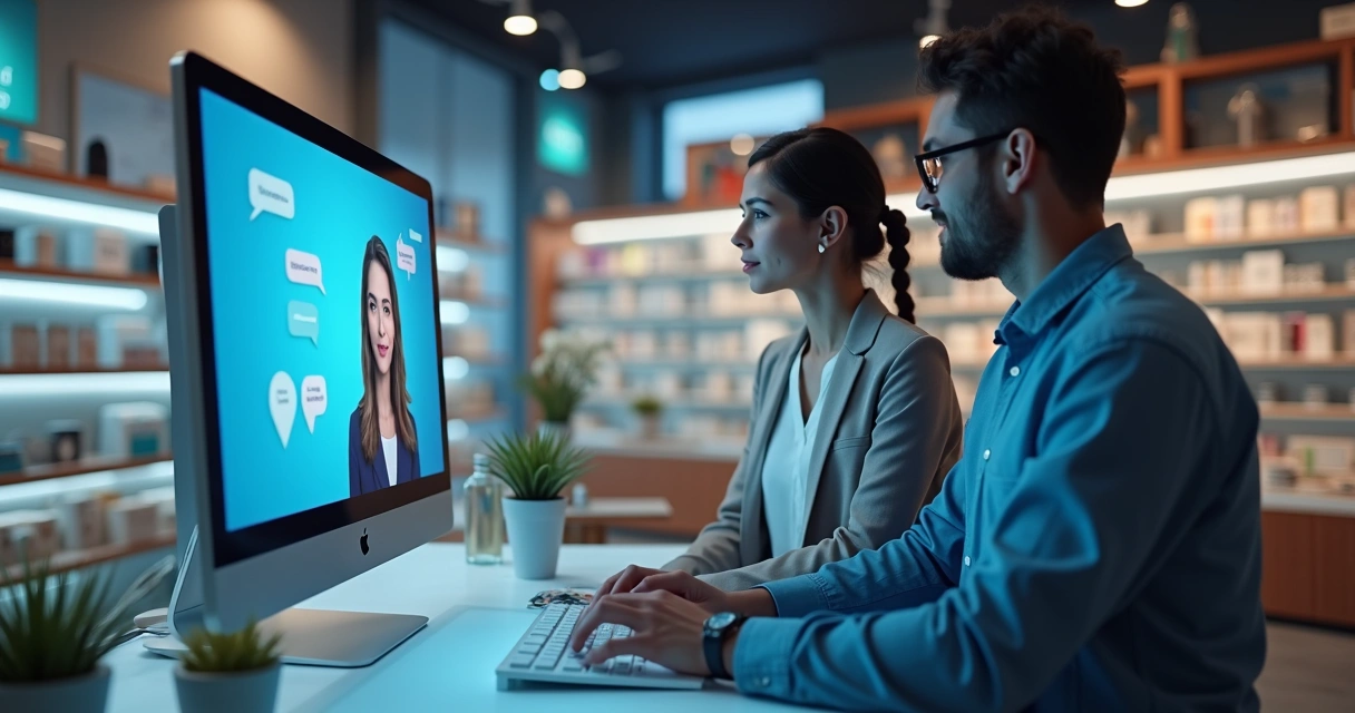 Atendente virtual interagindo com cliente em loja online