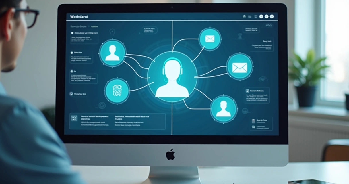 Representação visual de assistente virtual integrando diversos canais de atendimento 