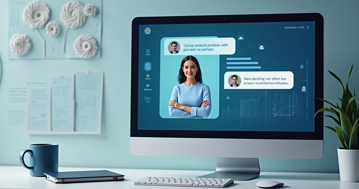 Assistente virtual em tela sugerindo produtos 