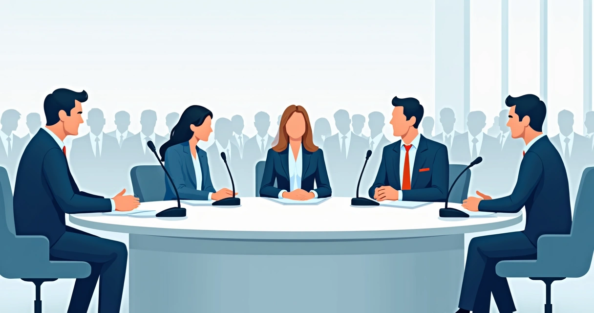 Dirigentes de associação profissional participam de debate público com microfones