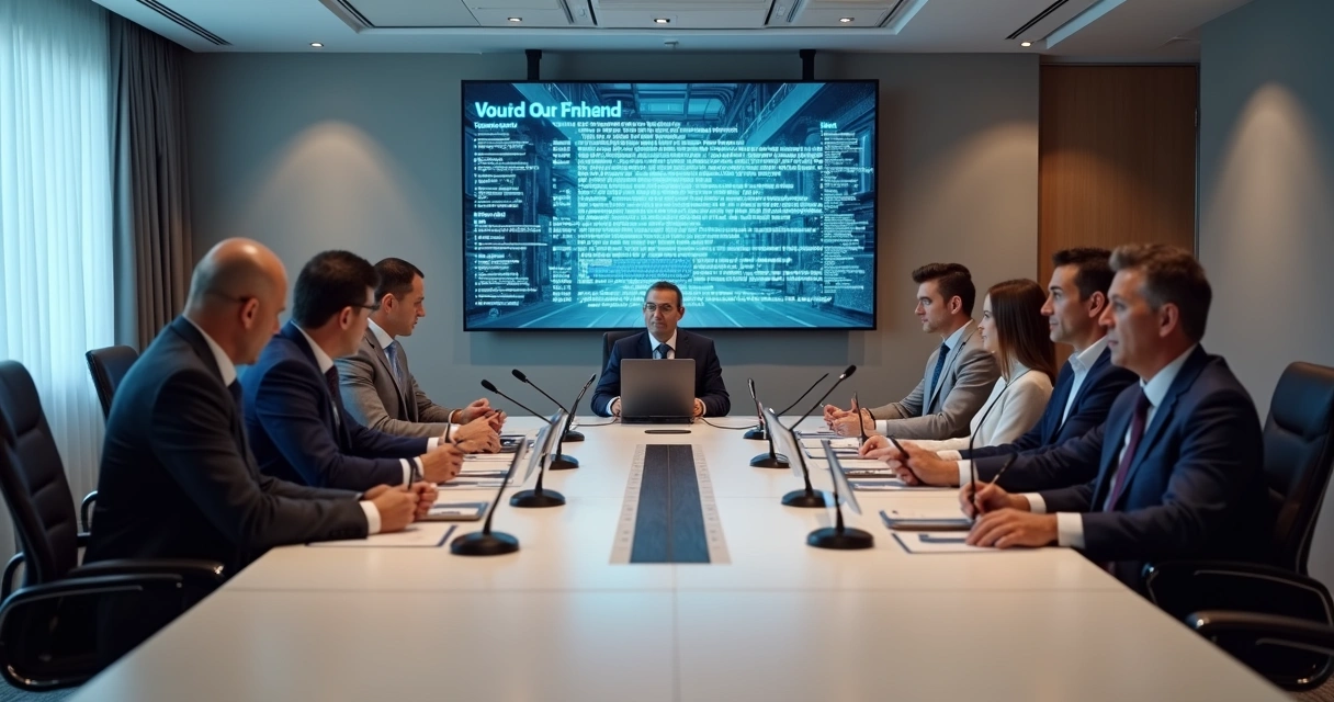 Secretária digitando ata de reunião em computador com tela de dashboard condominial