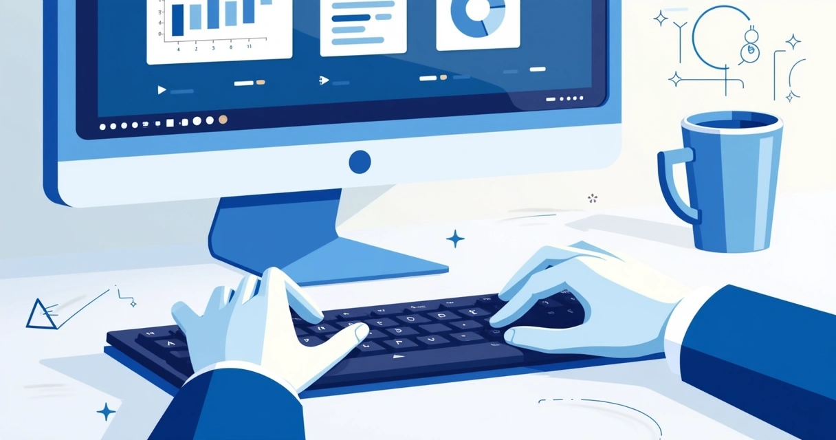 Mãos usando teclado com teclas destacadas de atalhos do MS Project em fundo de tela do software 