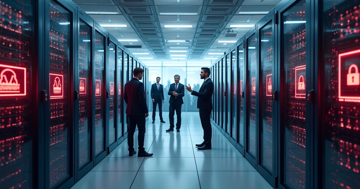 Equipe de TI tentando recuperar servidores de empresa após ataque de ransomware 