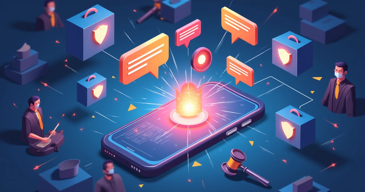 Conceito de fake news digital com smartphone recebendo notificações de alerta