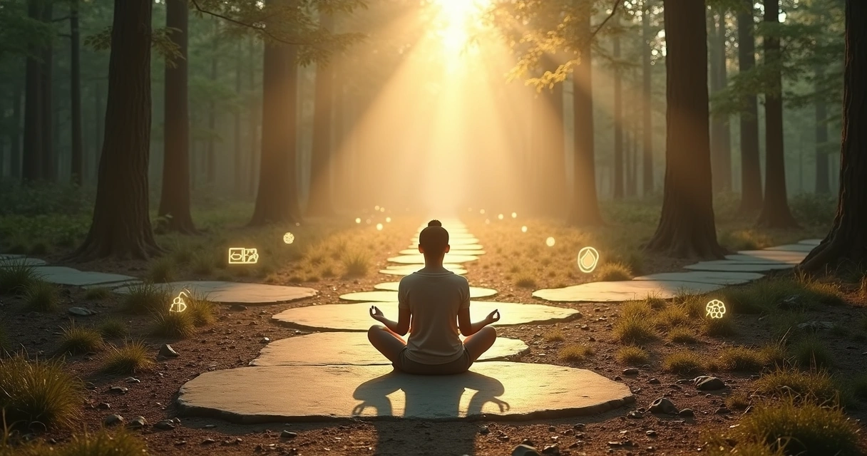 Persona meditando frente a una encrucijada de caminos mientras reflexiona sobre una decisión ética 