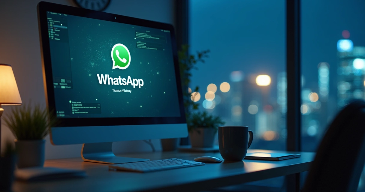 Bot de WhatsApp atendendo em uma mesa de escritório 