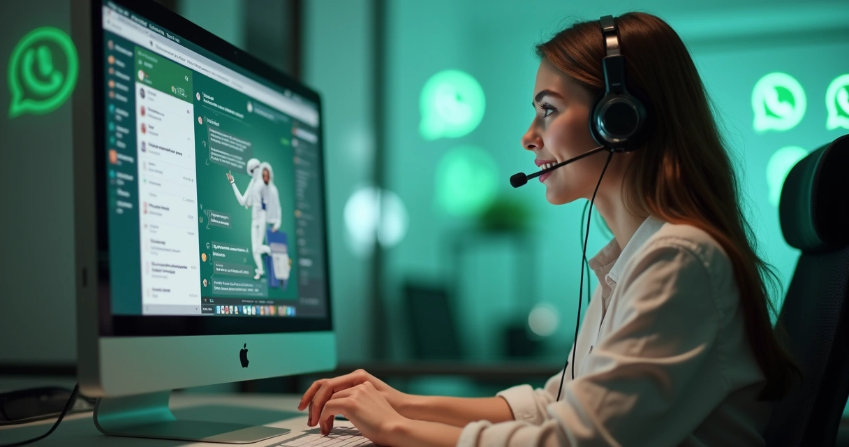 Atendente humano e chatbot atendendo clientes juntos 