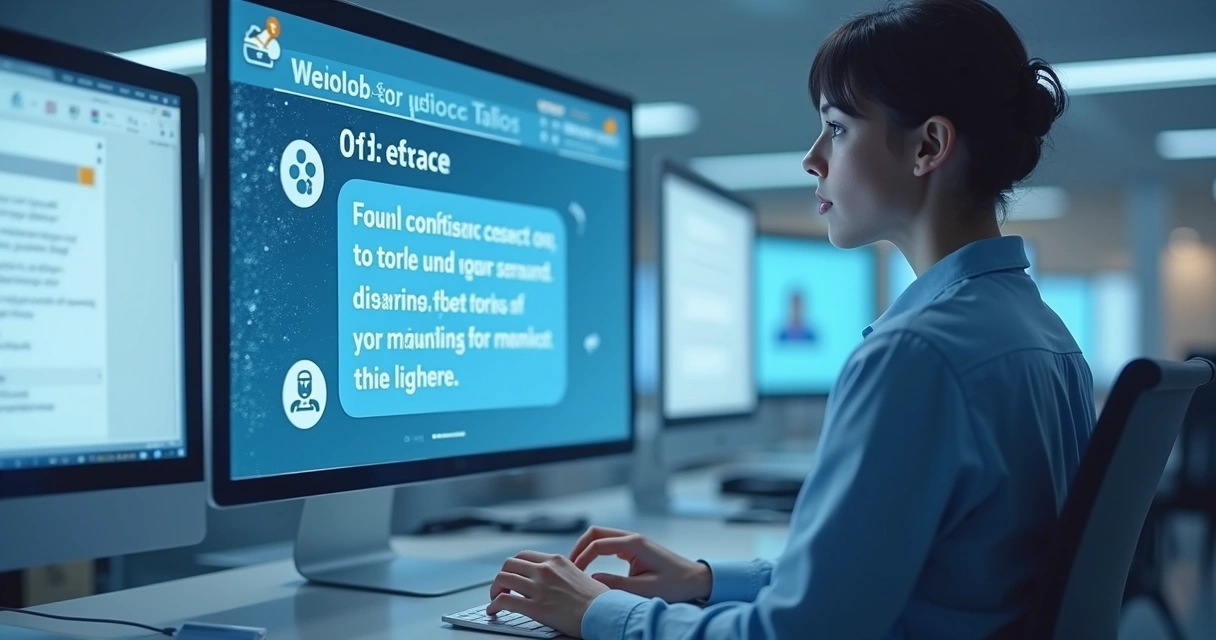 Chatbot atendendo chamado de TI em interface digital clara 