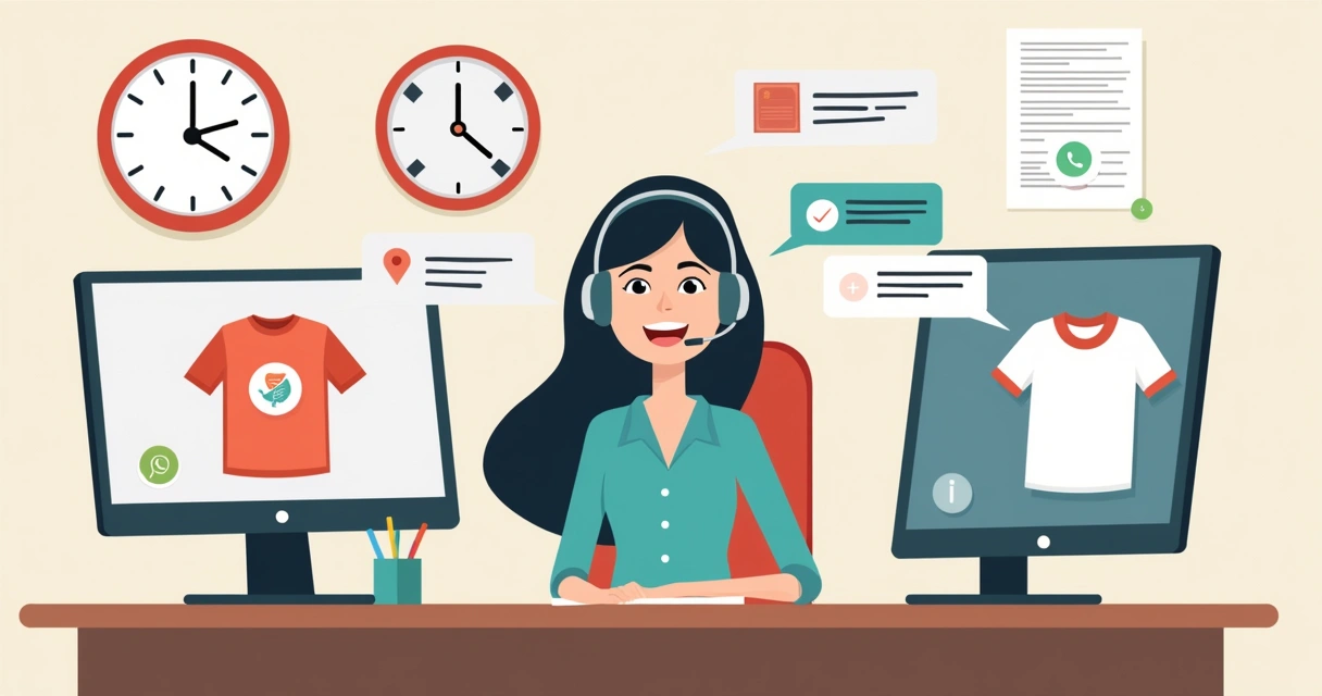 atendente recebendo pedido urgente de camisetas em Barueri 