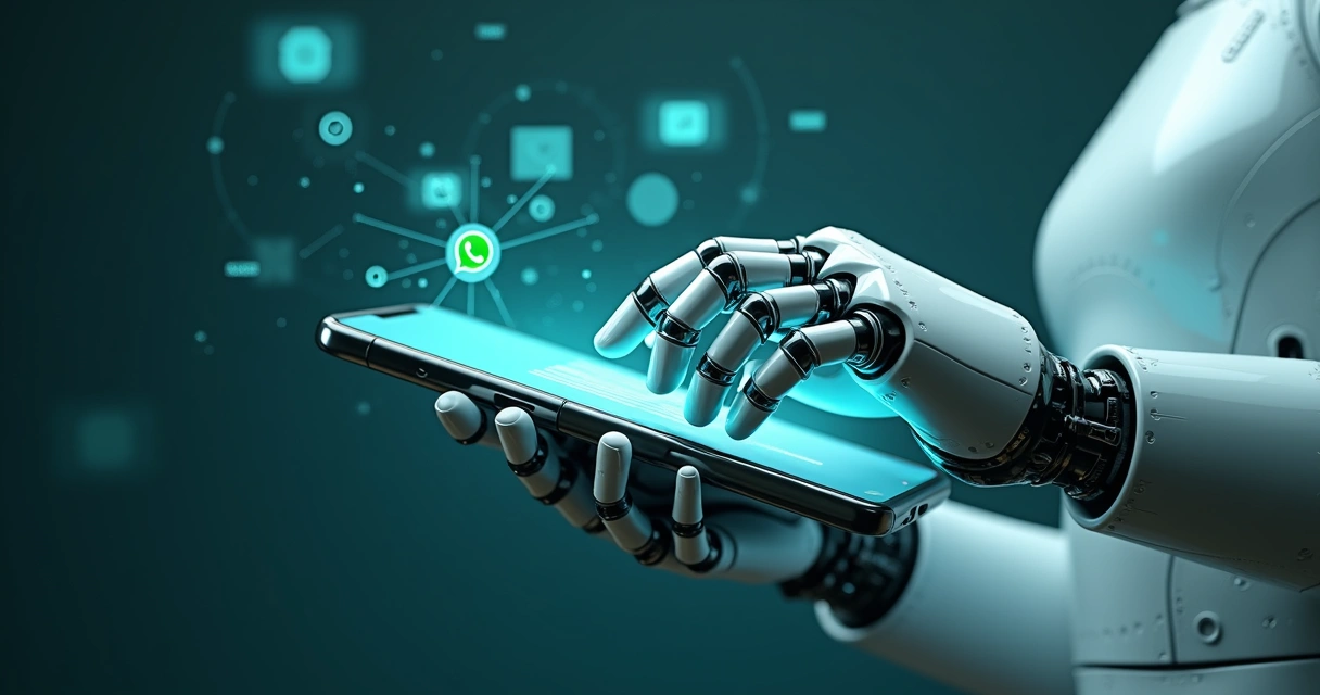 Atendente virtual digitando mensagem no WhatsApp 