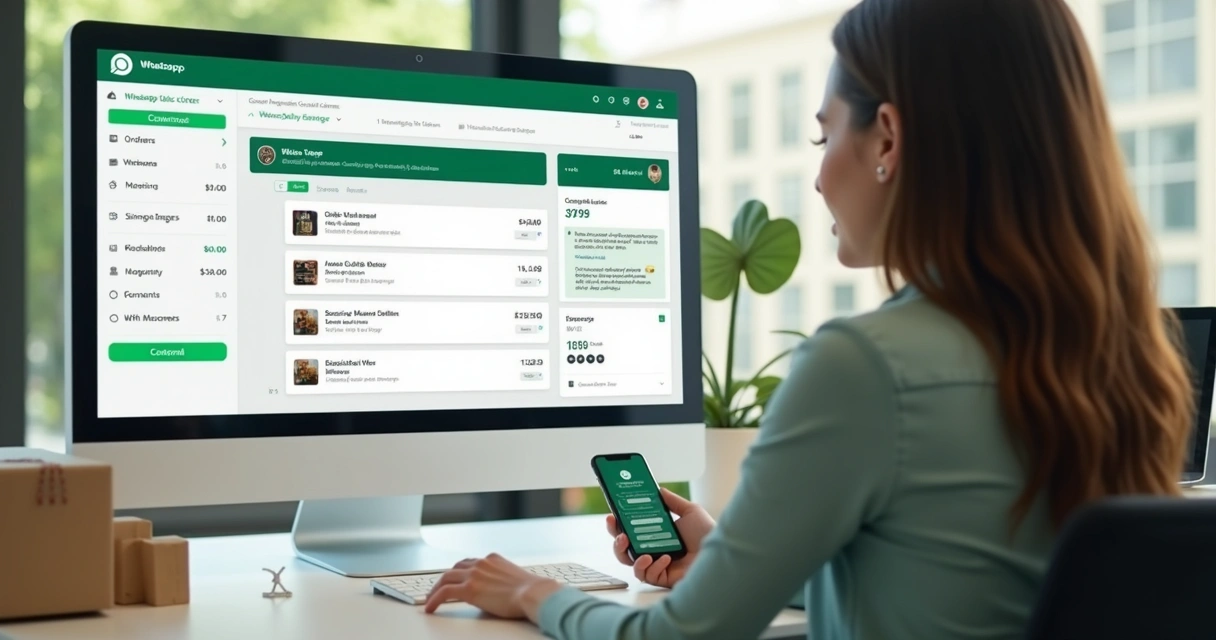 Atendente usando painel de vendas no WhatsApp para e-commerce
