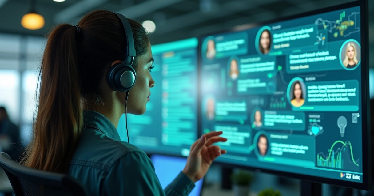 Atendente digital em painel de controle virtual 