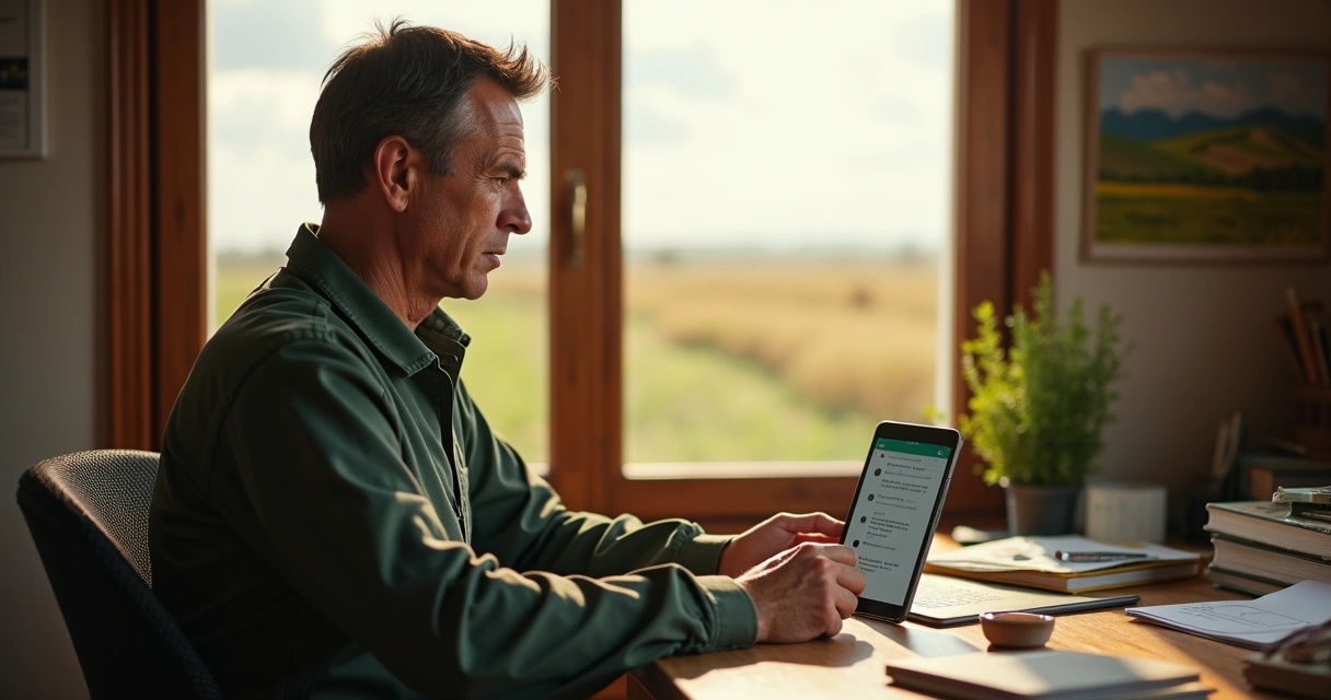 Agente agropecuário conversando no WhatsApp com produtor rural 