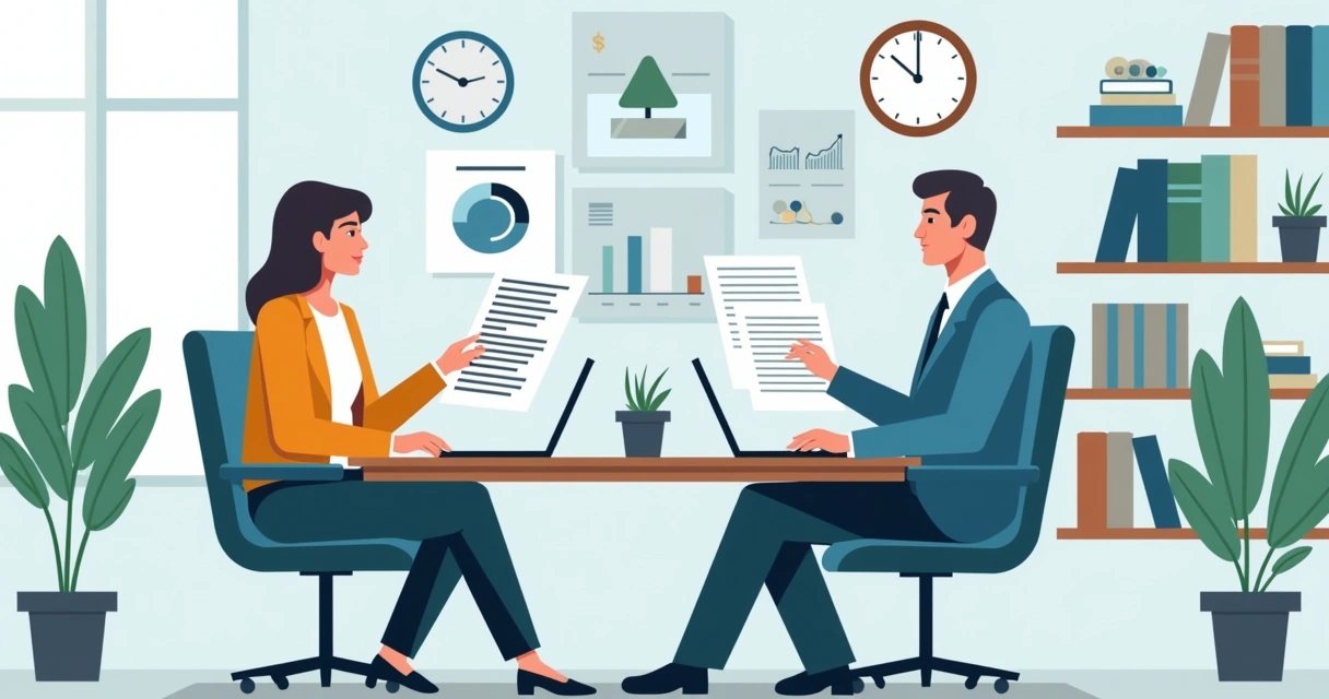 Equipe atendendo cliente e analisando documentos de precatório 
