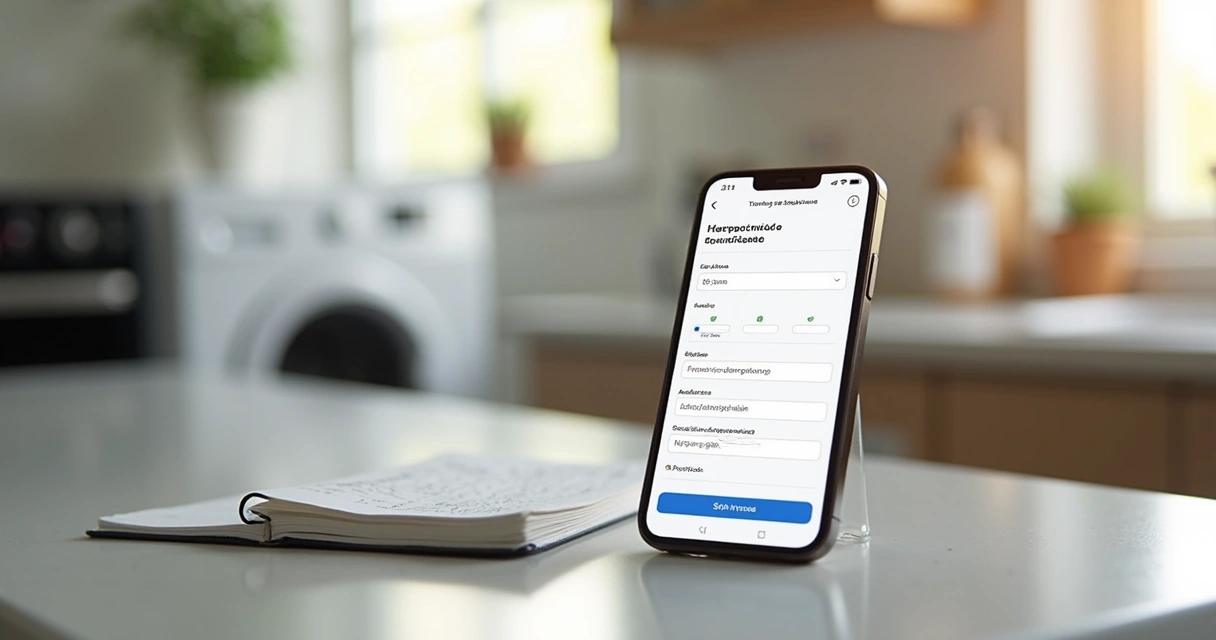 Solicitação de assistência técnica por celular na cozinha 