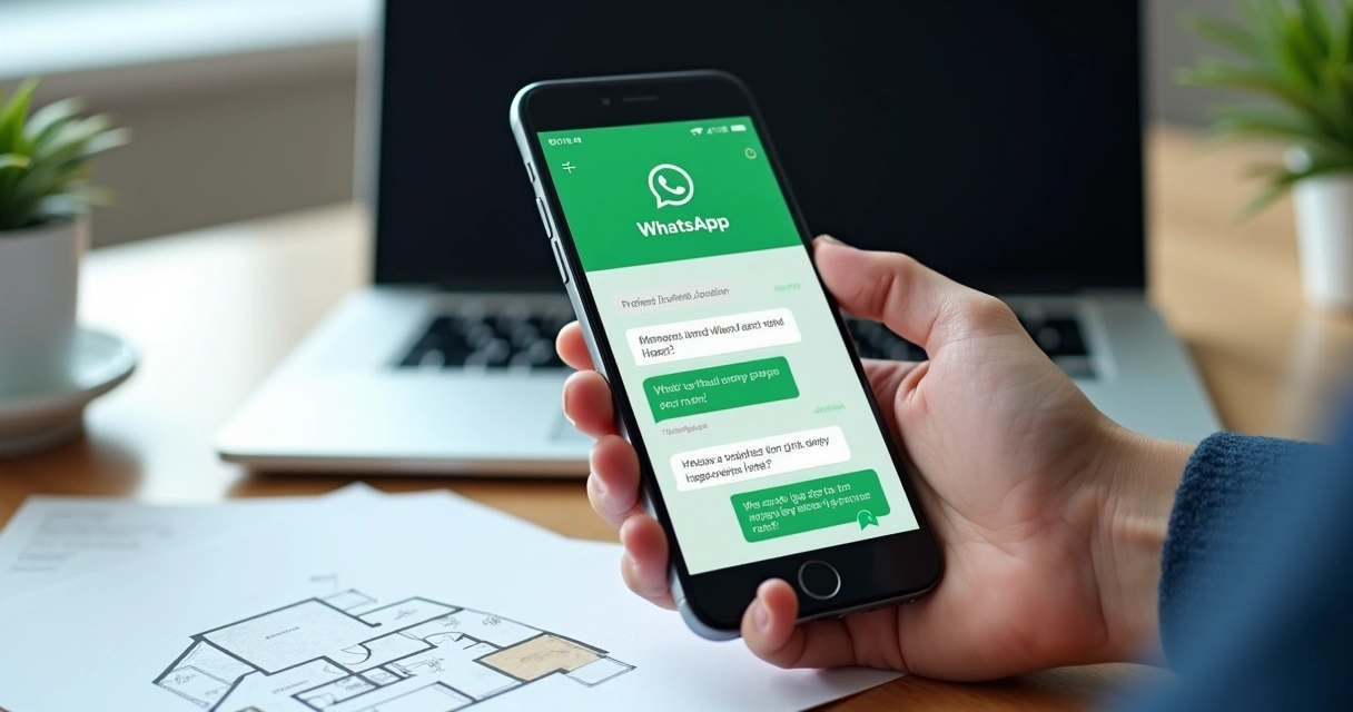 Interface de chatbot no WhatsApp atendendo cliente de imobiliária 