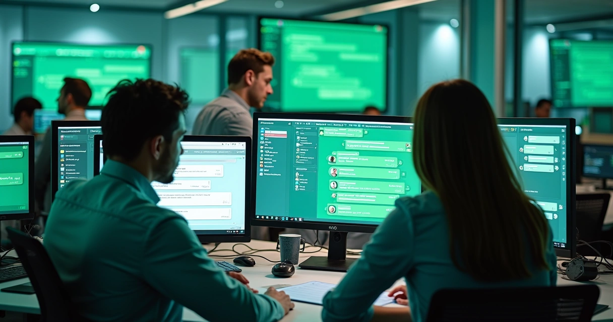 Equipe de vendas usando plataforma integrada ao WhatsApp 