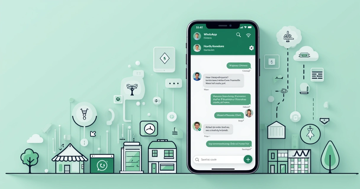 WhatsApp com interface de atendimento automatizado por IA mostrando diferentes fluxos de conversa