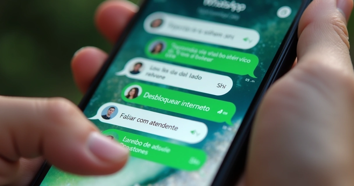 Tela de WhatsApp com chatbot atendendo clientes de provedor