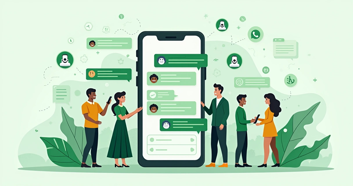Ilustração de um chatbot interagindo com clientes pelo WhatsApp 