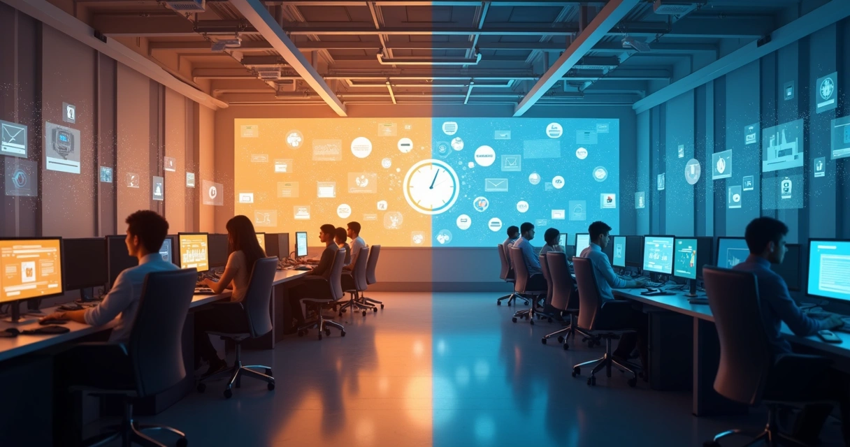 Sistema de atendimento digital funcionando durante o dia e à noite 