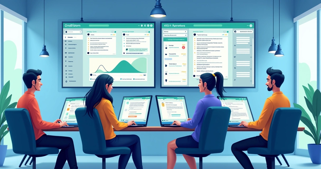 Equipe atendendo clientes em diferentes canais em uma única plataforma para empresas 