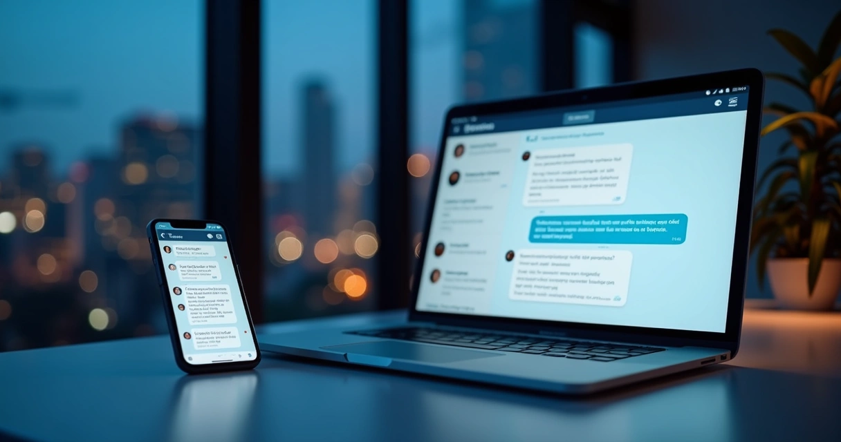 Tela de atendimento automático em mensagens durante a noite 