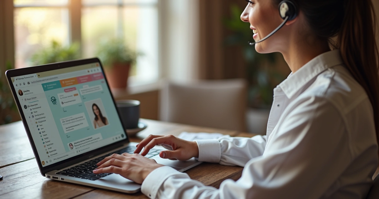 Pessoa enviando mensagens no chat do e-commerce em um notebook