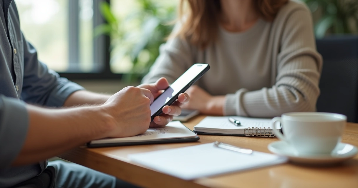 Munícipe usando celular para consultar serviços da prefeitura