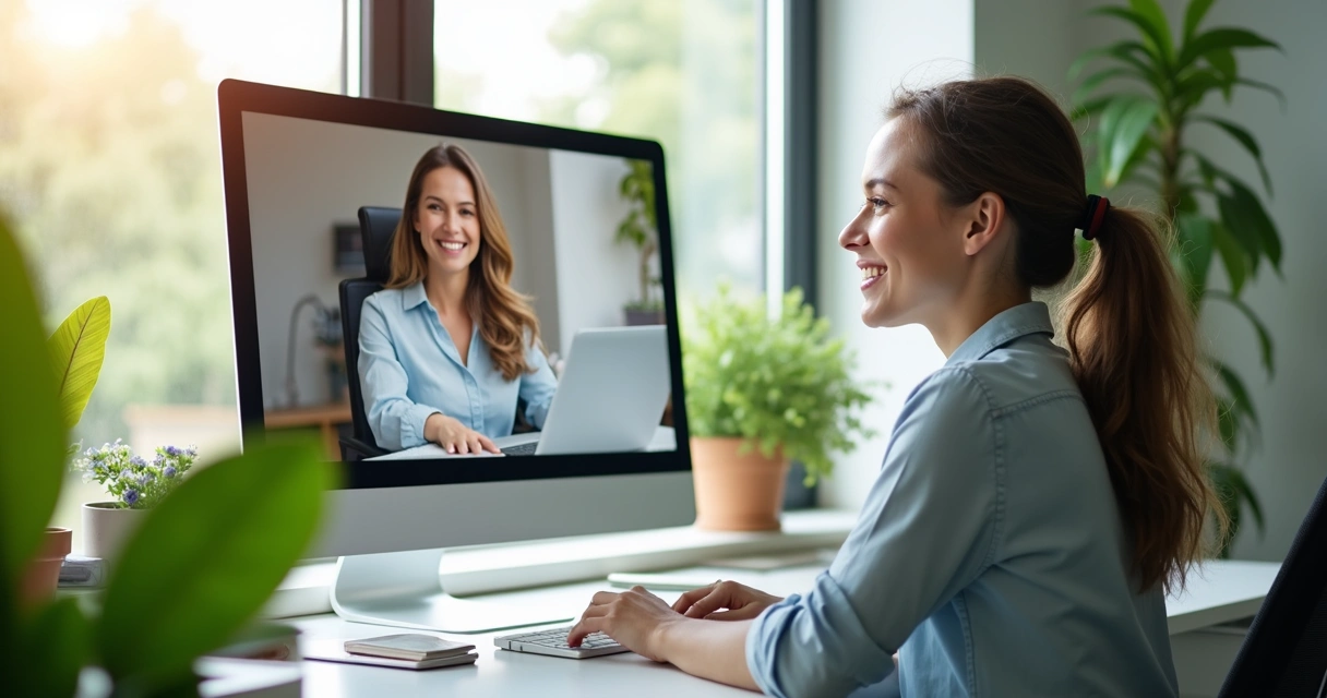 Atendimento ao cliente com agente virtual em tela de computador 