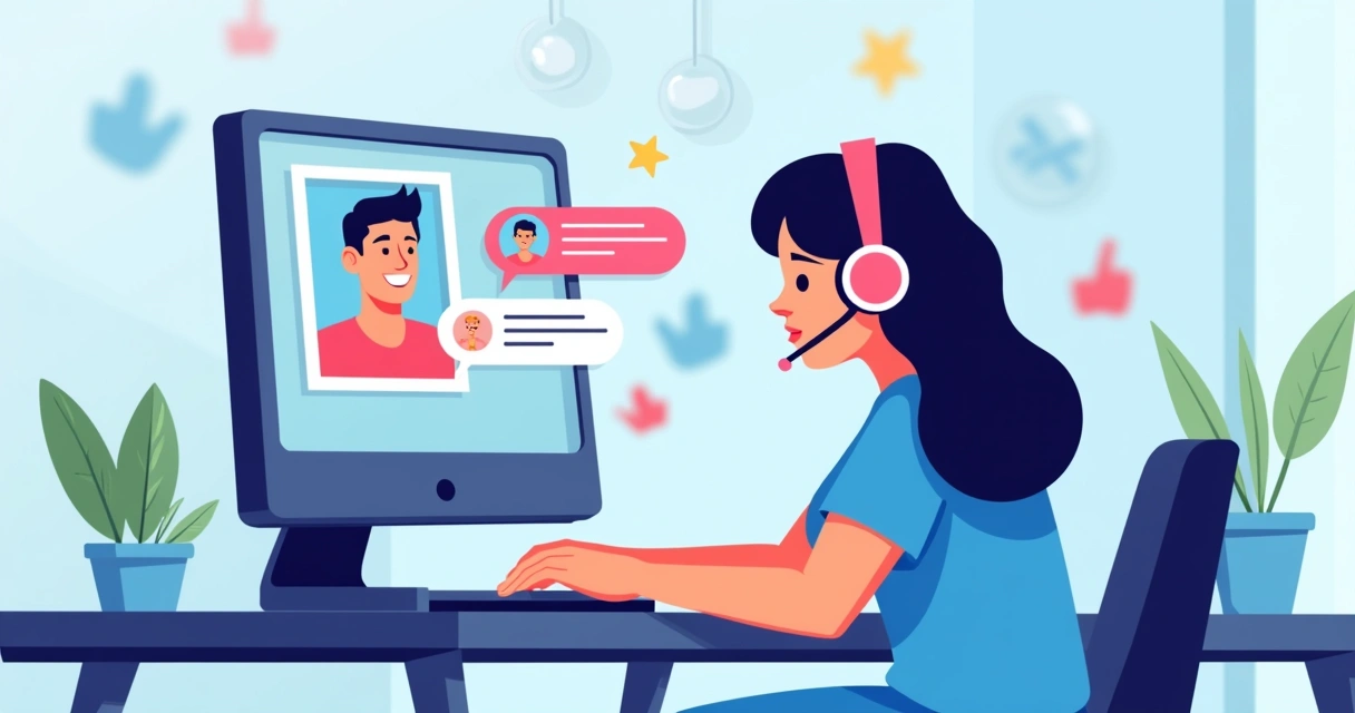 Atendente virtual conversando no chat online