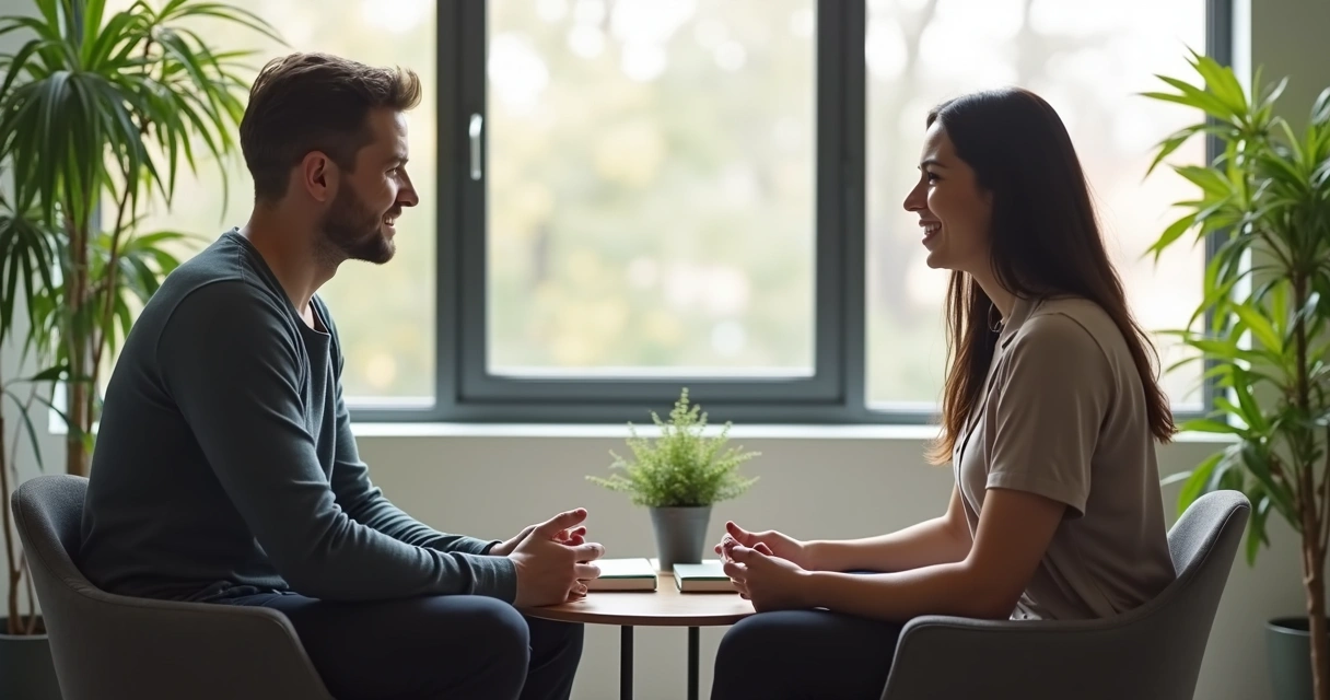 Dois profissionais conversando na clínica 