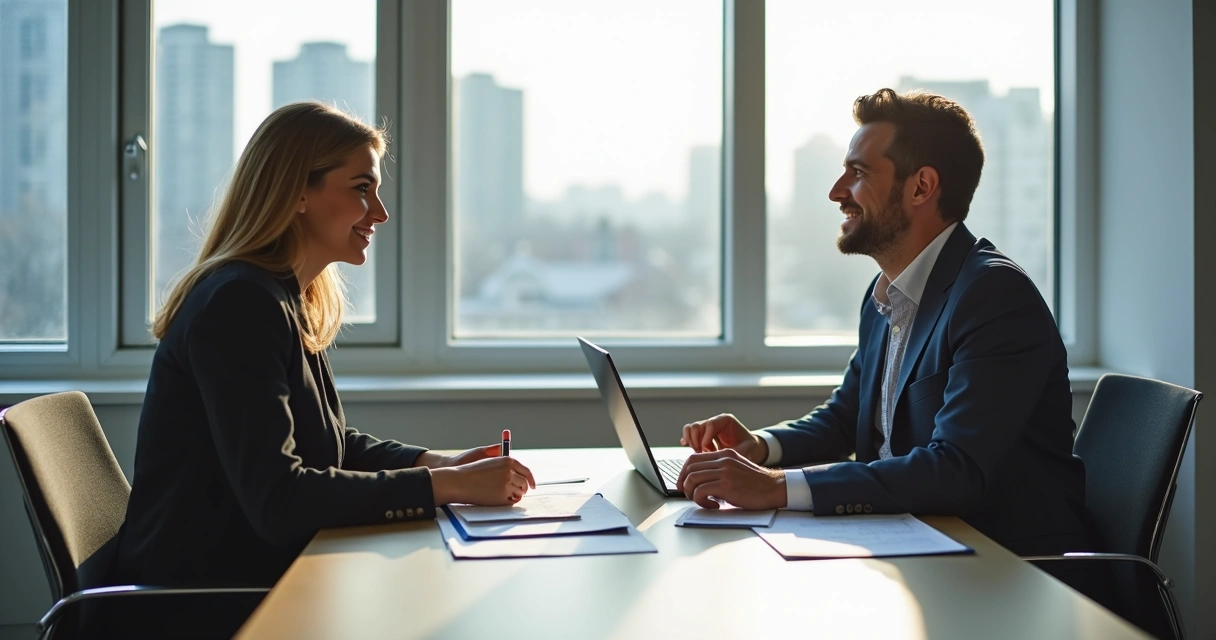 Contador atendendo empresário em escritório moderno
