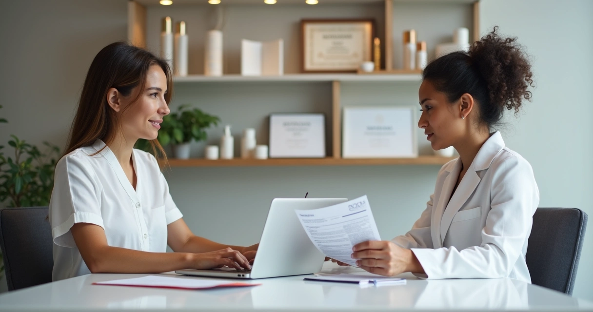 Conversa entre contador e esteticista sobre documentação empresarial