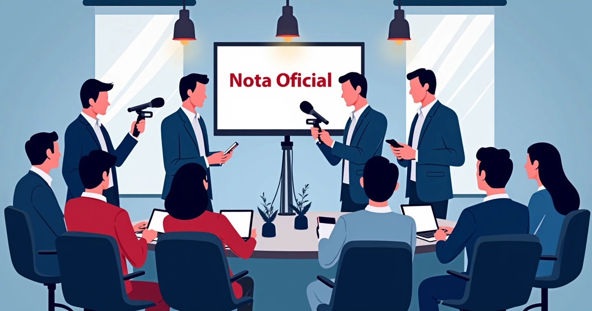 Atendimento de crise institucional com equipe respondendo à imprensa